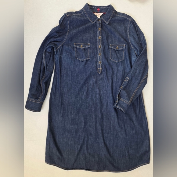 Brooks Brothers Womens Red Fleece Denim Shirt Dress Size 12 100% Cotton - Picture 3 of 12